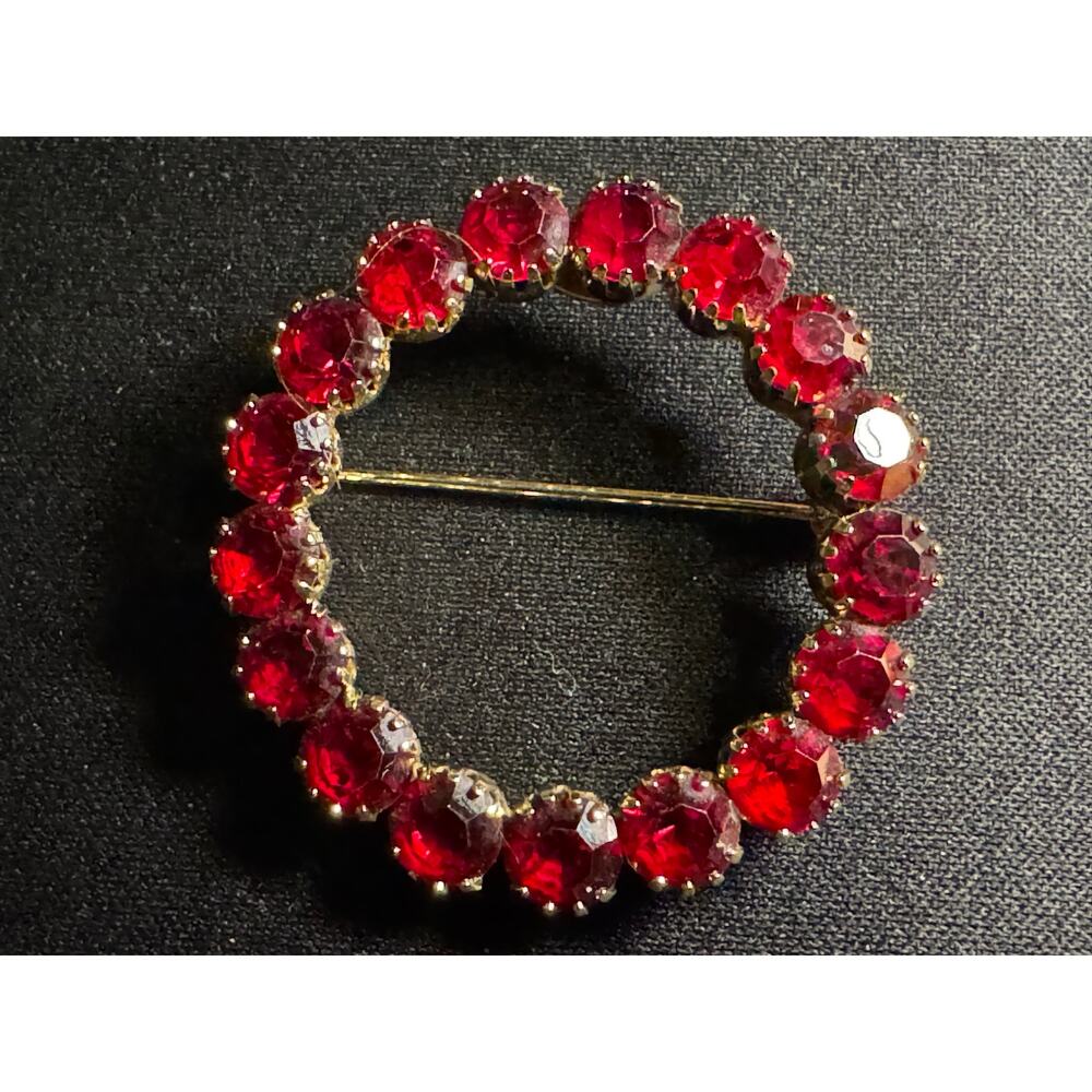 Vintage St Labre Red Rhinestone Brooch‎ - Picture 2 of 5